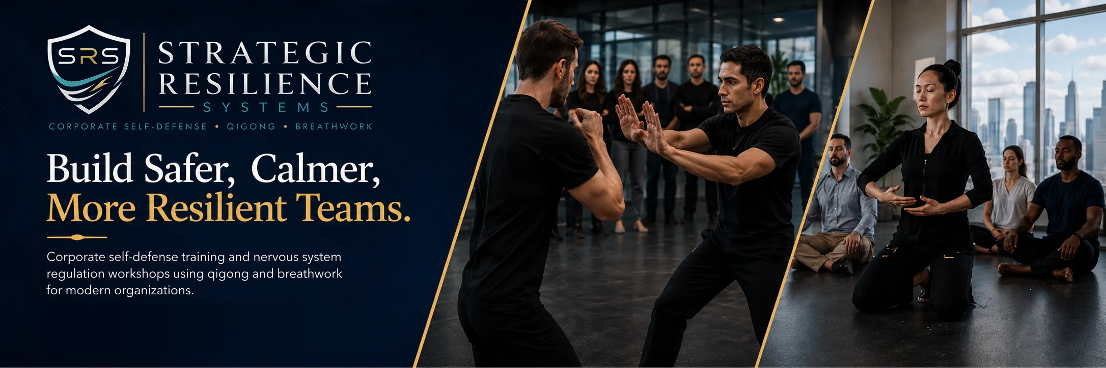 Strategic Resilience Systems — Build Safer, Calmer, More Resilient Teams. Corporate self-defense training and nervous system regulation workshops using qigong and breathwork for modern organizations.